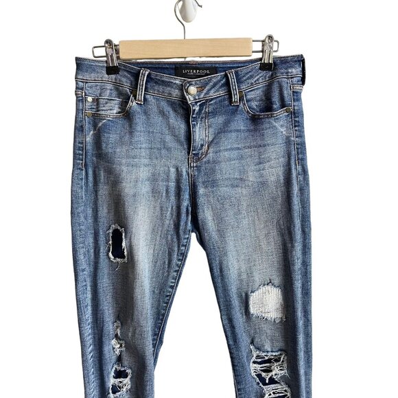 Liverpool Size 6/28 The Ankle Skinny Jeans Distressed Released Raw Hem - Picture 3 of 8